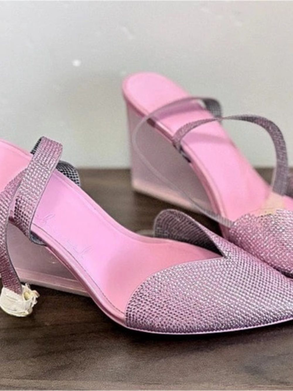 She is Cheval Pink Rhinestone Heels Like New